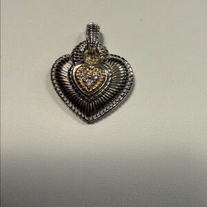 Judith Ripka JR TWO 18K and 925 diamond heart pendant